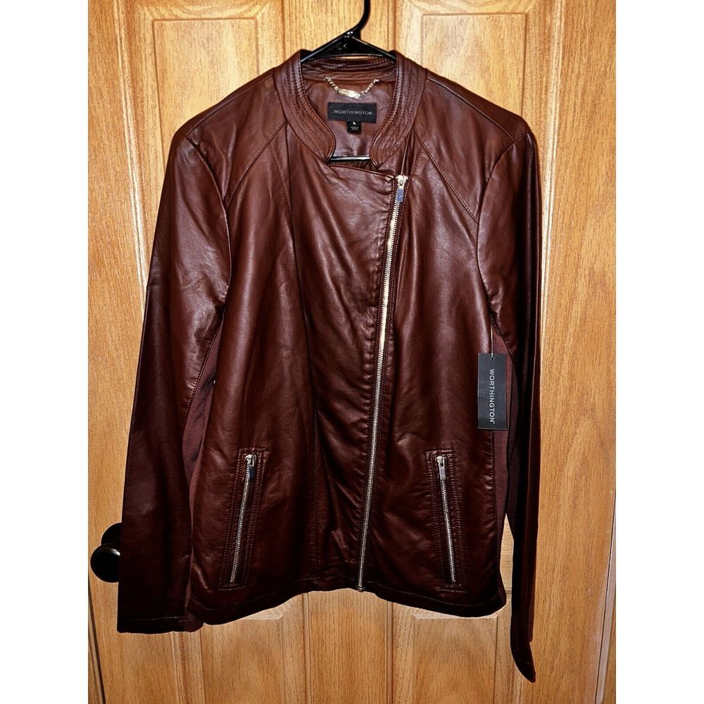 Worthington NEW Y2K Women's Jacket Large Brown Rayon JC Penney Retail $125